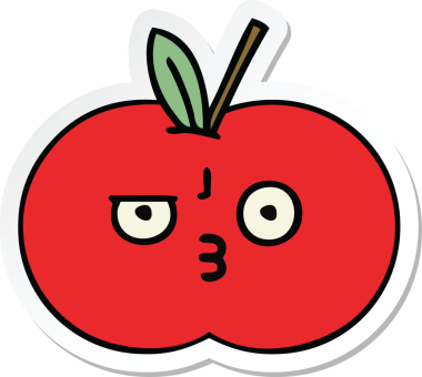 Bir insan tarafından çizilmiş kırmızı bir çizgi filmin çıkartması.