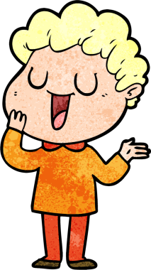 Bir insan tarafından çizilmiş gülen karikatür adam.