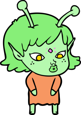 Bir insan tarafından çizilmiş güzel uzaylı kız.