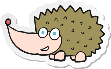 Bir insan tarafından çizilmiş kirpi karikatürü çıkartması.