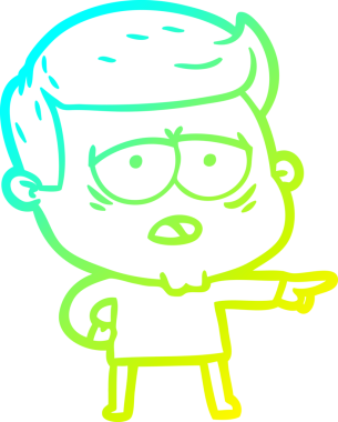 Bir insan tarafından çizilmiş, yorgun bir adamın soğuk çizgi çizimi.