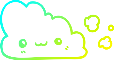 Bir insan tarafından çizilmiş soğuk bir çizgi film bulutunun çizimi.