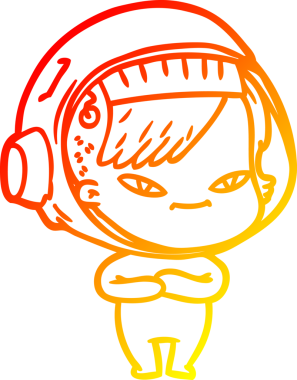 Bir insan tarafından çizilmiş bir astronot kadın çizgi çizimi.