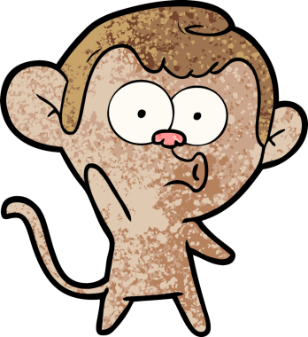 Bir insan tarafından çizilmiş korna çalan maymun.