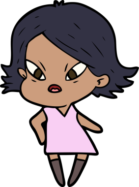 Çizgi film bir insan tarafından çizilmiş stresli kadın.