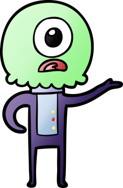 Çizgi film Tepegöz uzaylı uzay adamı bir insan tarafından çizilmiş.