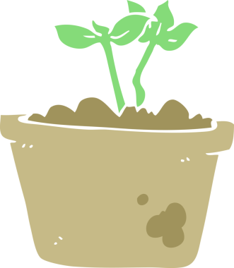 Bir insan tarafından çizilen filizlenen bitkinin düz renk çizimi