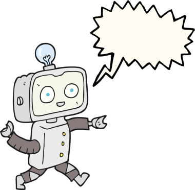 Bir insan tarafından çizilmiş serbest konuşma balonu karikatür robotu