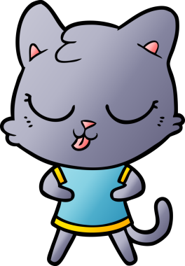 Bir insan tarafından çizilmiş çizgi film kedisi.