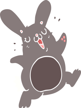 Bir insan tarafından çizilmiş düz renkli çizgi film tavşanı