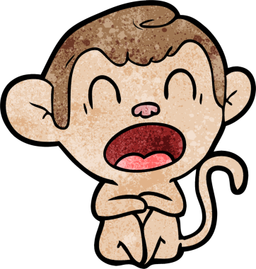 Bir insan tarafından çizilmiş esneyen çizgi maymun.