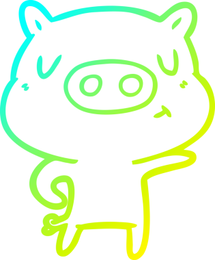 Bir insan tarafından çizilen çizgi film domuzunun soğuk çizgi çizimi