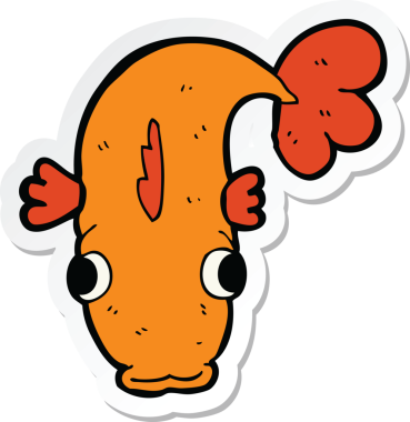 Bir insan tarafından çizilmiş karikatür balığının çıkartması.