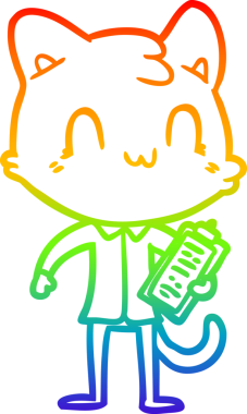 gökkuşağı gradyan çizgi çizimi Bir insan tarafından çizilmiş mutlu kedi