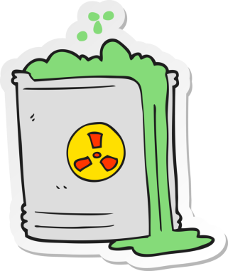 Bir insan tarafından çizilmiş radyoaktif atığın çıkartması.