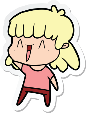 Bir insan tarafından çizilmiş bir karikatür kadının çıkartması.