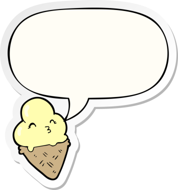 Bir insan tarafından çizilmiş konuşma balonu çıkartmalı karikatür dondurması.