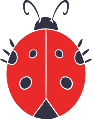 Bir insan tarafından çizilmiş düz renkli uğur böceği