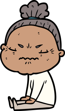 Çizgi film bir insan tarafından çizilmiş yaşlı bir kadın tarafından rahatsız edildi.