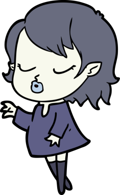 Bir insan tarafından çizilmiş şirin vampir kız çizgi filmi.