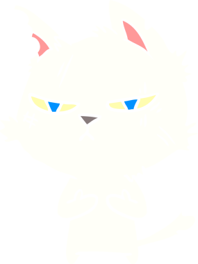 sert düz renkli çizgi film kedisi bir insan tarafından çizilmiş.