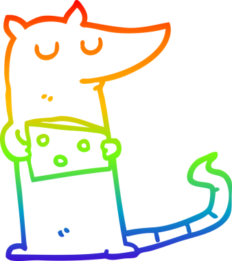 gökkuşağı gradyan çizgi çizimi bir insan tarafından çizilmiş peynirli bir fare