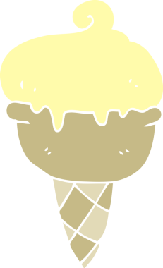 Bir insan tarafından çizilmiş dondurmanın düz renk çizimi