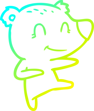 Bir insan tarafından çizilen gülen ayı çizgi filminin soğuk gradyan çizimi