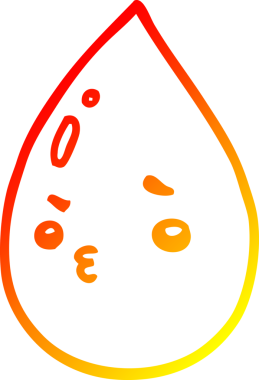 Bir insan tarafından çizilmiş sevimli yağmur damlasının sıcak çizgi çizimi