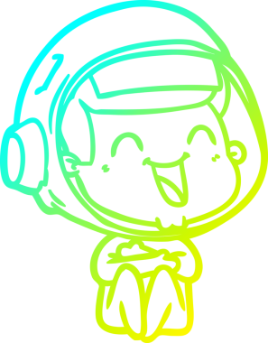 Bir insan tarafından çizilmiş mutlu bir astronotun soğuk gradyan çizimi.