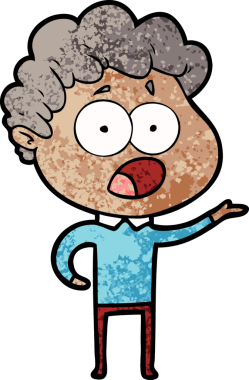 Bir insan tarafından çizilmiş bir karikatür adamı şaşkınlıkla nefes nefese kaldı.