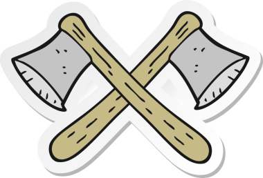 Bir insan tarafından çizilmiş çapraz eksenli bir çizgi film etiketi.