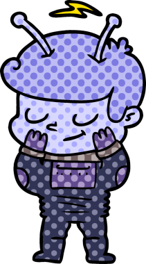 Bir insan tarafından çizilmiş çekingen çizgi film uzay adamı.