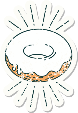 Bir insan tarafından çizilmiş eski bir dövme stili buzlu çörek.