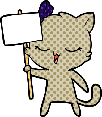 Bir insan tarafından çizilmiş kafasında yay olan çizgi film kedisi.