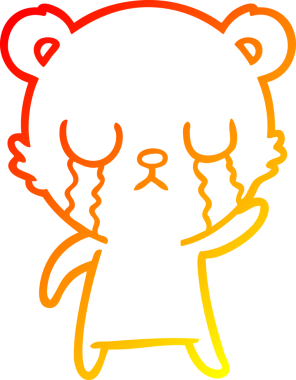 Bir insan tarafından çizilen ağlayan çizgi film ayısının sıcak çizgi çizgisi.