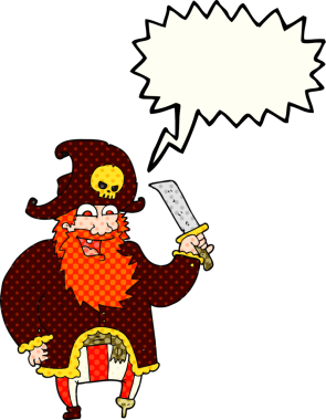 Bir insan tarafından çizilmiş karikatür karikatürü korsan kaptanı.