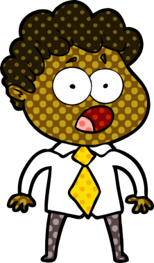 Bir insan tarafından çizilmiş bir karikatür adamı şaşkınlıkla nefes nefese kaldı.