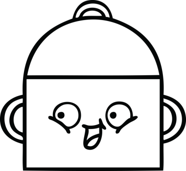 Bir insan tarafından çizilmiş bir tencere karikatürü.