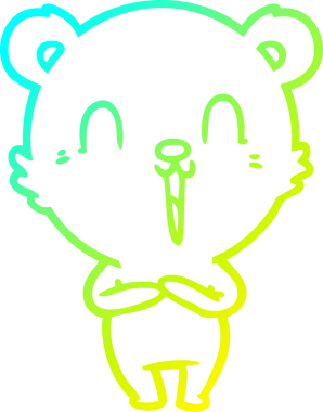 Bir insan tarafından çizilmiş mutlu bir kutup ayısının soğuk çizgi çizimi.