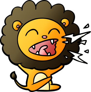 Bir insan tarafından çizilmiş kükreyen aslan çizgi filmi.