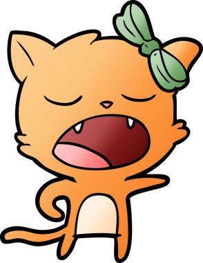 Bir insan tarafından çizilmiş esneyen kedi çizgi filmi.