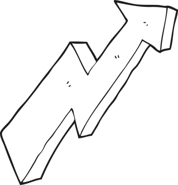 Bir insan tarafından çizilen serbest çizim siyah beyaz çizgi film oku eğilimi