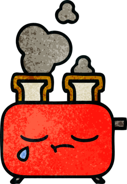 Bir insan tarafından çizilmiş bir tost makinesinin retro grunge doku karikatürü