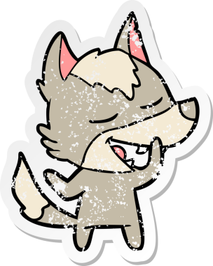 Bir insan tarafından çizilmiş bir karikatür kurdunun sıkıntılı çıkartması.