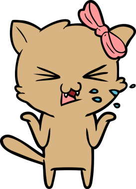 Bir insan tarafından çizilmiş çizgi film kedisi.