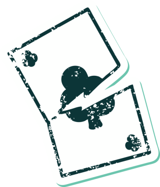 Bir insan tarafından çizilmiş yırtık bir kartın sembolik dövmeli resmi