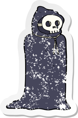 Bir insan tarafından çizilmiş ürkütücü bir cadılar bayramı kostümünün gerici, sıkıntılı çıkartması.