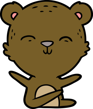 Bir insan tarafından çizilmiş mutlu çizgi film ayısı.