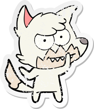 Bir insan tarafından çizilmiş sırıtan tilki çizgi filminin sıkıntılı çıkartması.